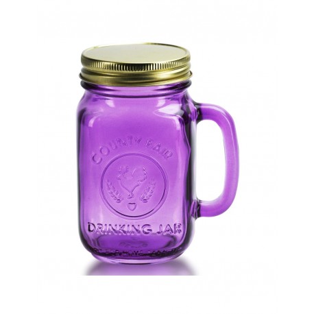 MASON JAR MORADO CON TAPA CON POPOTE